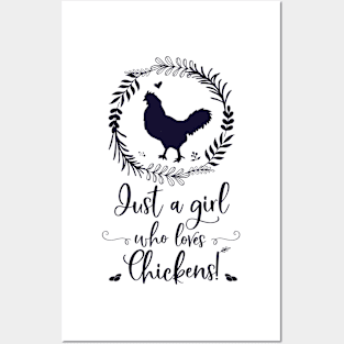 Just A Girl Who Loves Chickens Silhouette Posters and Art